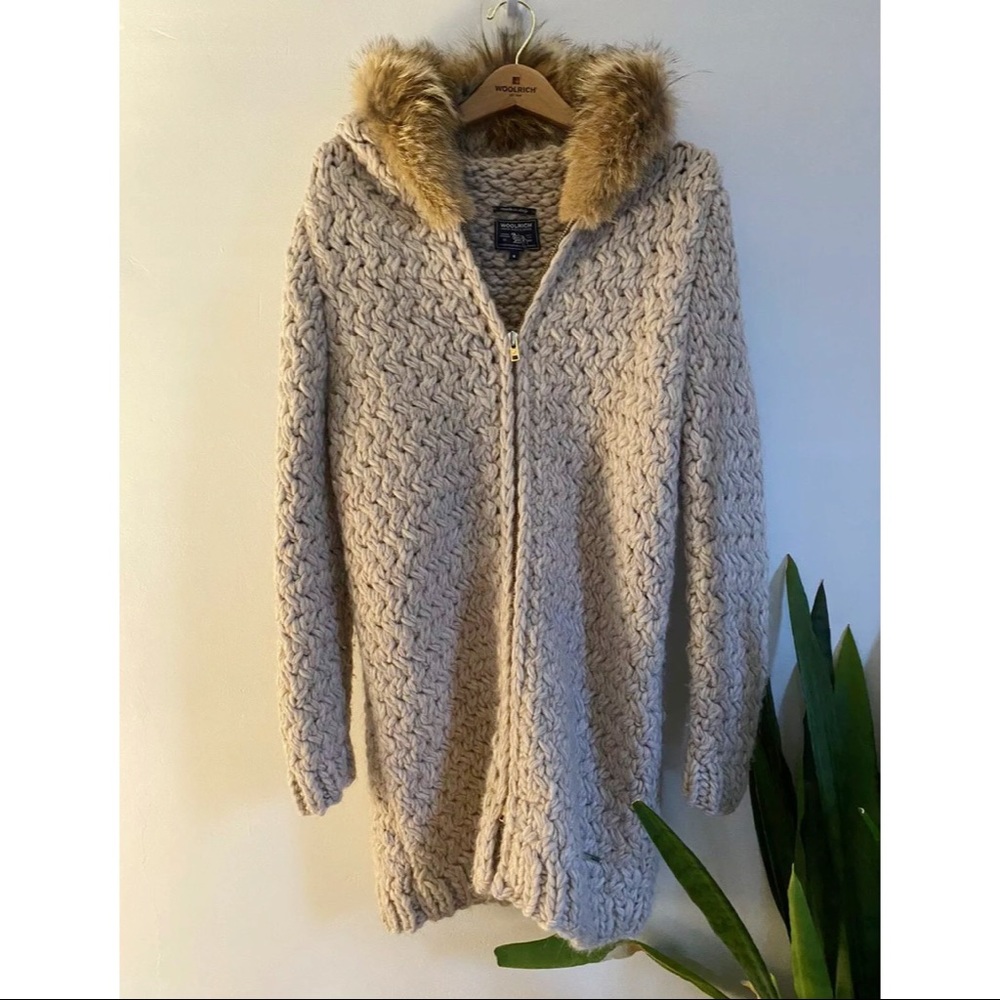 John Rich Woolrich Zip Real Fur and Wool Alpaca blend Cardigan